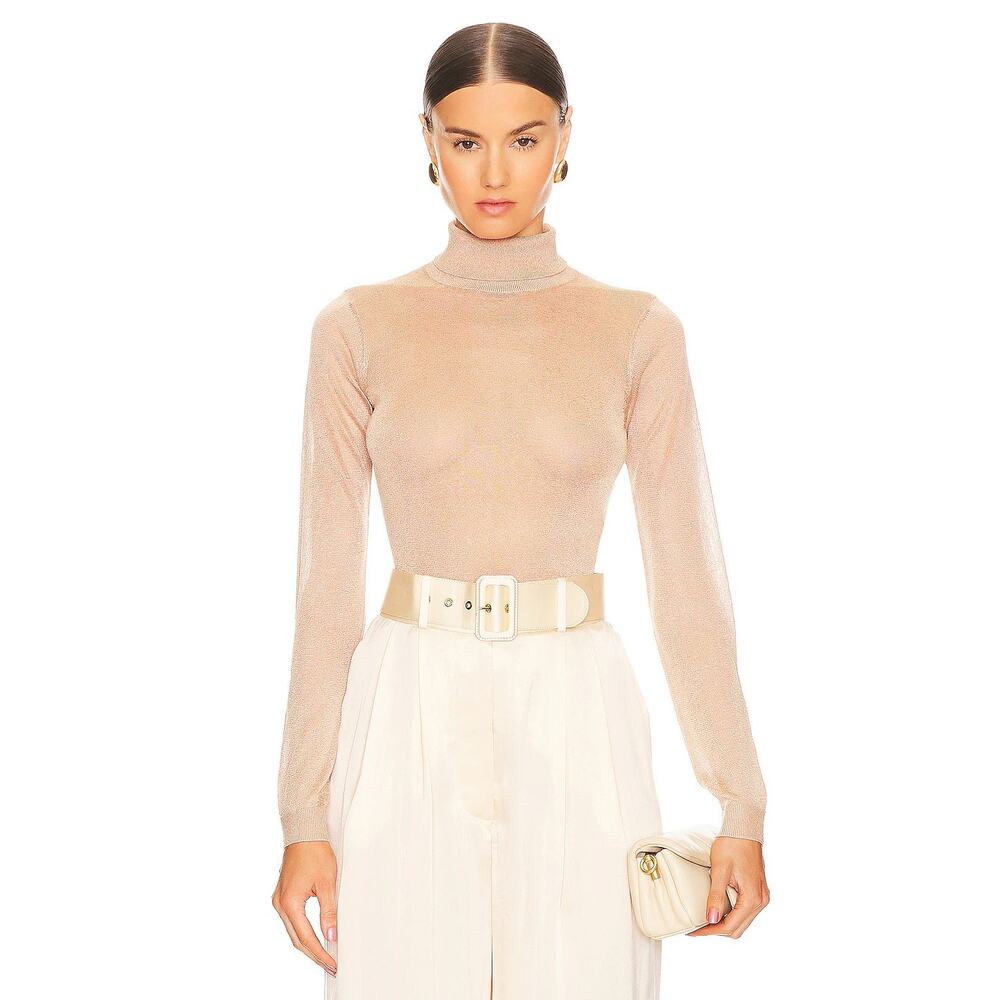 Equipment Chiarac Turtleneck Top Metallic Minimalist Evening Party Sheer XS